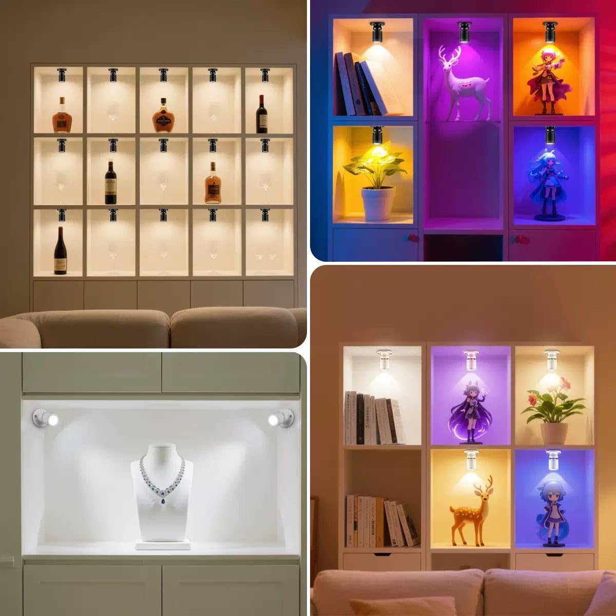 USB Powered Mini Spotlights for Displays 2-Pack – 5V Small LED Spot Lights Indoor, 7 Color Options, Compact USB Spotlight for Display Cases, Shelves, Cabinets, and Artwork (2PACK Warm Light)