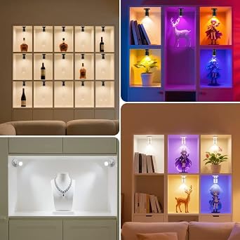 USB Powered Mini Spotlights for Displays 2-Pack – 5V Small LED Spot Lights Indoor, 7 Color Options, Compact USB Spotlight for Display Cases, Shelves, Cabinets, and Artwork (2PACK Red)