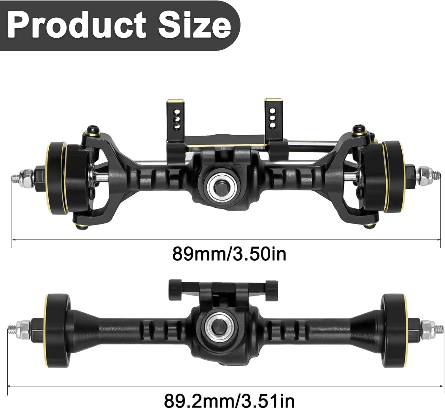 LRFHL Aluminum Front and Rear Axles with Brass Counterweight Diff Covers Upgrade Parts for 1/32 Redcat Ascent-32 RC Crawler Upgrade (Black)