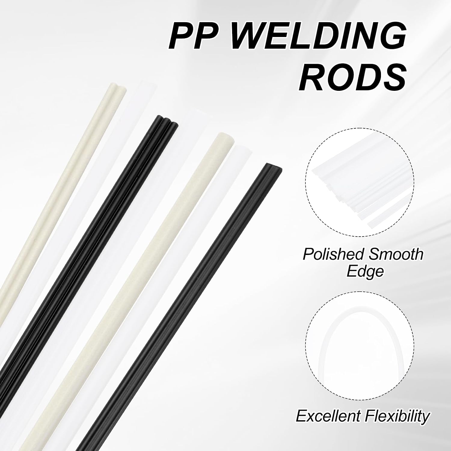 MECCANIXITY 20pcs Plastic Welding Rods, 8 Inch PP Welding Strips 5/16" for Plastic Welder Soldering Tool Kit, Car Bumpers, Kayak Repair, White