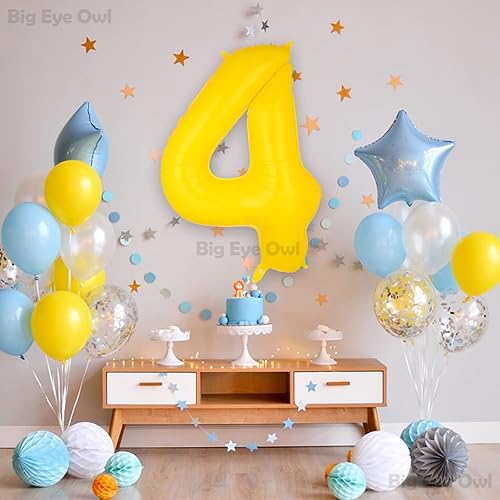 Vista 61 de Globos grandes de aluminio amarillo número 5 de 40 pulgadas, helio, globo grande de Mylar para decoración de fiesta de cumpleaños de miel, abeja