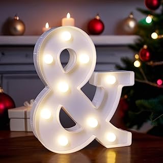 LED Light Up Marquee Letters, Battery Powered Decorative LED Letter Lights, Alphabet Light Up Letters for Wedding Birthday Party,Holiday Lamp or Home Bar Decoration (Symbol &)