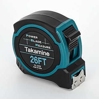 Takamine Tape Measure 26 Feet, 1/8 Fraction Easy Read Measuring Tape | with Magnetic Hook, Manual Lock, Rubber casing