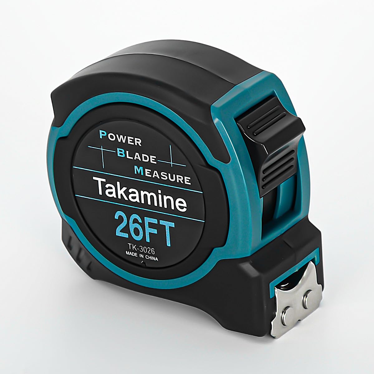 Takamine Tape Measure Professional 26 Feet, 1/8 Fraction Easy Read Retractable Measuring Tape, with Magnetic Hook, Manual Lock, Rubber casing, Suitable for Engineers/Surveyors/Carpenters/Construction