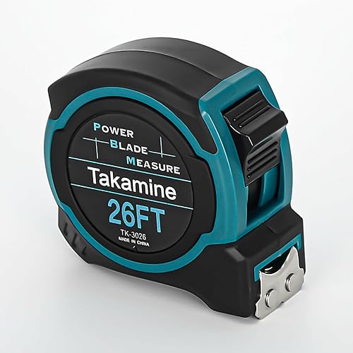 Takamine Cinta métrica, autobloqueo, gancho magnético, medida de hoja de alimentación de 18.0ft, cinta métrica retráctil, fácil de leer para