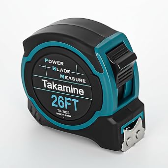Takamine Tape Measure Professional 26 Feet, 1/8 Fraction Easy Read Retractable Measuring Tape, with Magnetic Hook, Manual Lock, Rubber casing, Suitable for Engineers/Surveyors/Carpenters/Construction