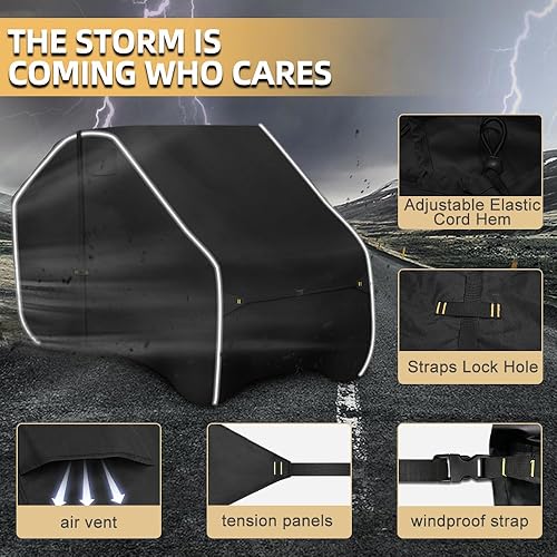 Miniatura 4 de Cubierta de UTV resistente a la decoloración y al desgarro con tiras reflectantes, 600D, resistente al agua, de 2 a 3 plazas, lado a lado, para