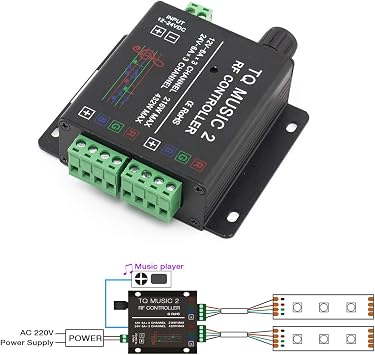 SUPERNIGHT LED RGB Music Touch Controller RF Sensitivety Backlight RF Remote Touching Color 3.5MM Audio 15 Music Modes LED Light Strip Controller for Party Valentine's Day