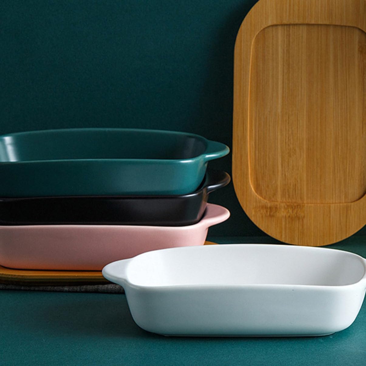 1set Double Handle Storage Tray Versatile Microwave Baking Dish Oven Safe for Roasting Desserts Fruits Meat Vegetables Kitchen Bakeware for Family Meals