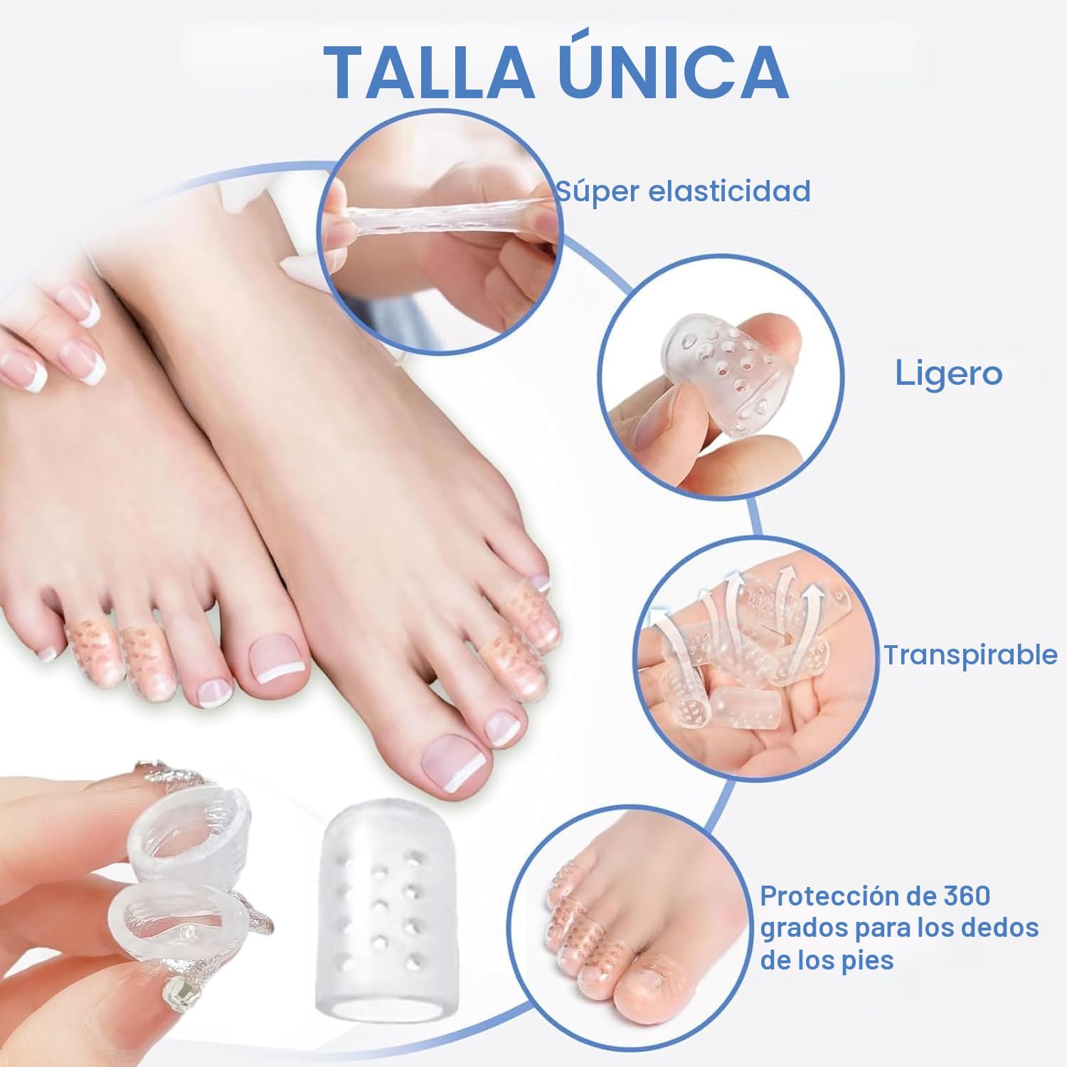 55 Piezas Protección de Dedo Del Pie Transparente, Silicona de Protección de Los Pies, Protección de Los Pies Silicona Transpirable, Silicona-Fricción de Protección de Los Pies Adecuado Caminar Correr