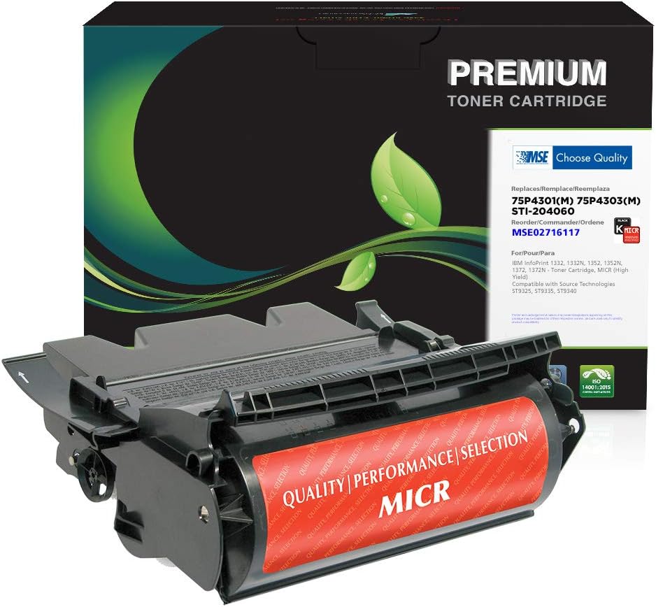 CloverMSE Brand Remanufactured MICR Toner Cartridge IBM 75P4302(M), 75P4301(M), 75P4303(M), STI-204061, 12A7369(M) Black