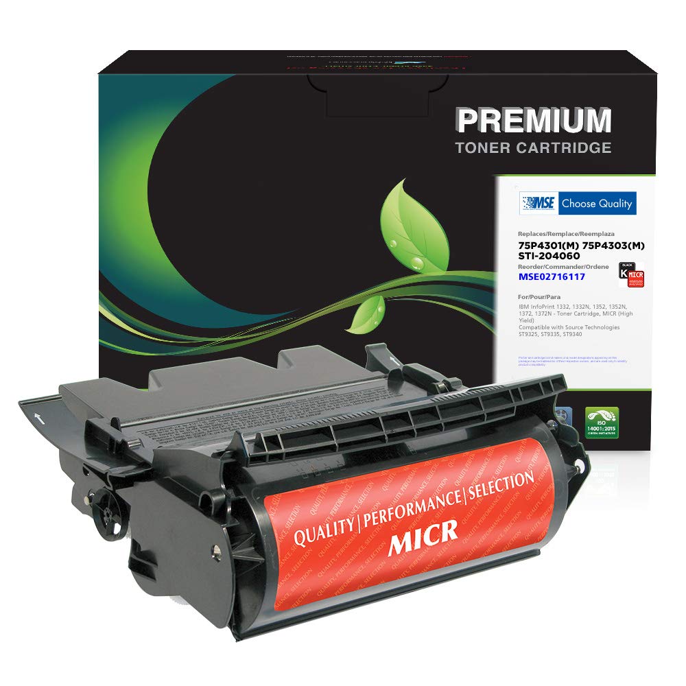 CloverMSE Brand Remanufactured MICR Toner Cartridge IBM 75P4302(M), 75P4301(M), 75P4303(M), STI-204061, 12A7369(M) Black