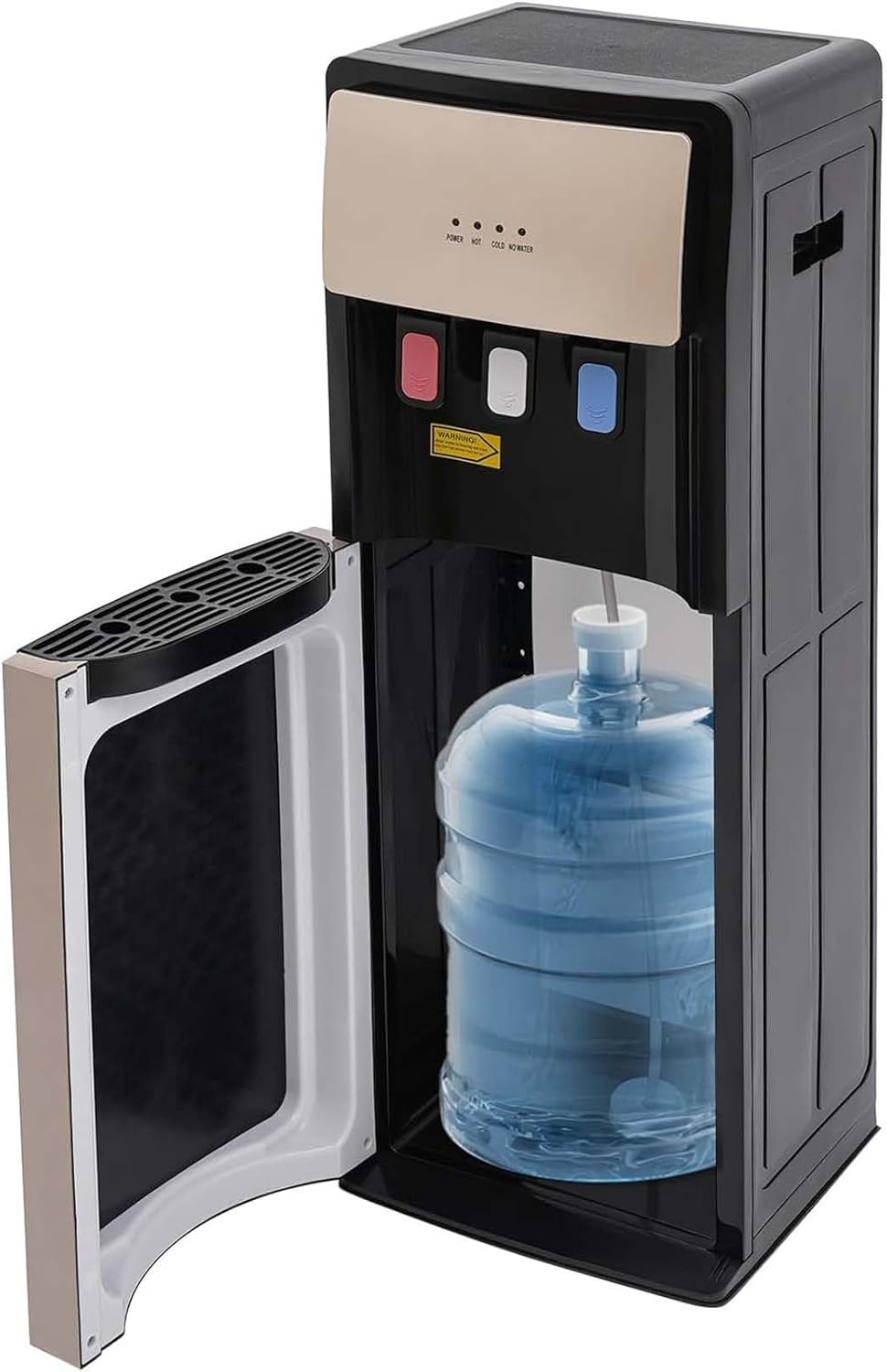 Electric Water Cooler Dispenser, Bottom Loading Water Dispenser for Home Office, Heating 203°F (95°C), 0.6l Tank Capacity, No-Lift for 5 Gallon Bottles, A-nti-Dry Burn System(Gold,Hot+Warm+Cold)