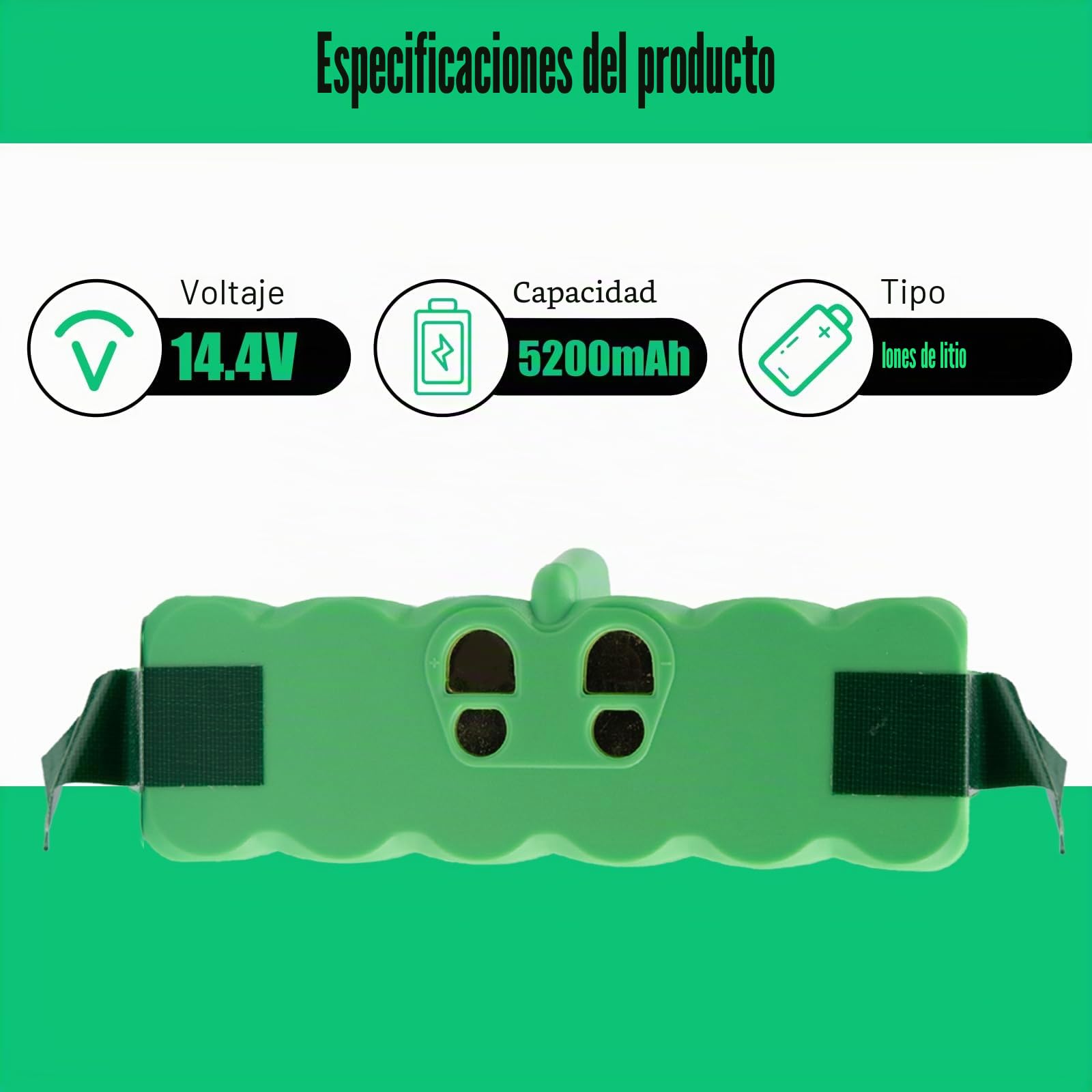Energup 14.4V 5200mAh Batería de Litio para iRobot Roomba Serie 500 510 520 560 615 621 671 675 760 770 780 860