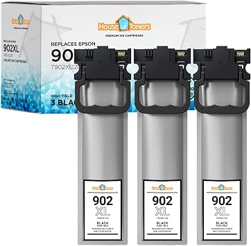 Houseoftoners Remanufactured 3-Pack Ink Cartridge Replacement for Epson T902XL Black WF-C5210 WF-C5290 WF-C5710 WF-C5790 3-Black