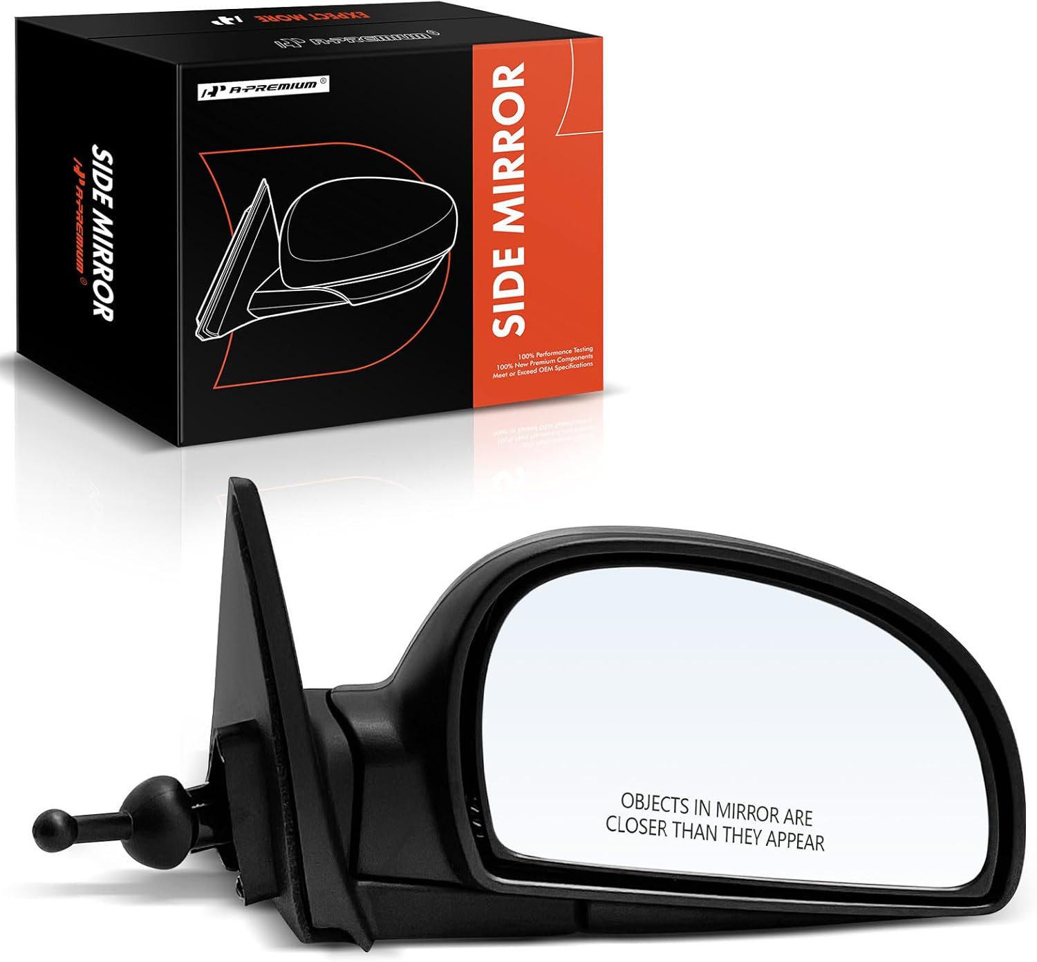 A-Premium Passenger Side Manual Door Mirror - Compatible with Hyundai Accent 2002 2003 2004 2005 2006 - Non-Heated Manual Folding Black Outside Rear View Mirror - Replace# 8762025720