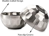 Vista 3 de Okllen Paquete de 6 cuencos de acero inoxidable 18/8 para aperitivos y sopas, juego aislado antideslizante de doble pared de 15 onzas