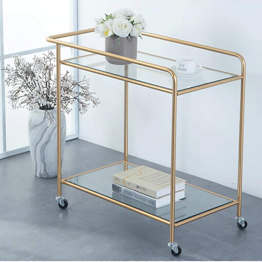 Carrelli, Carrello Multifunzione, Veicoli Portatili per il Riciclaio, Carrello da Portata Carrello da Cucina con Isola in Ferro da Cucina con Vetro Temperato, Carrello da Portata per Organizzazi