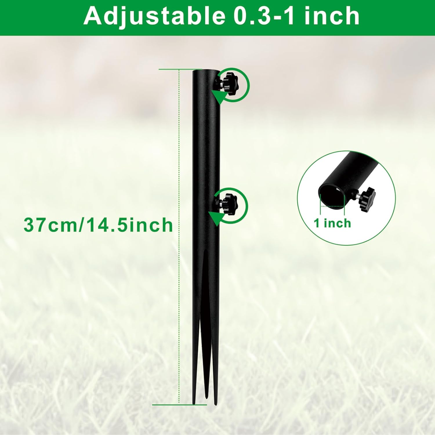 Flag Pole Ground Stake, Heavy Duty Flag Pole Holder, Outdoor Light Stakes for Torch Stand, Ground Outdoor Banner Stakes Fits Poles with 1 Inch, for Garden Lawn - Image 2