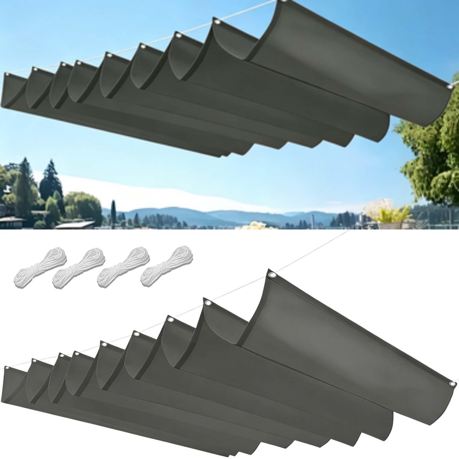 Voile d'ombrage rétractable contre la chaleur et pluie 100x360 pour pergola