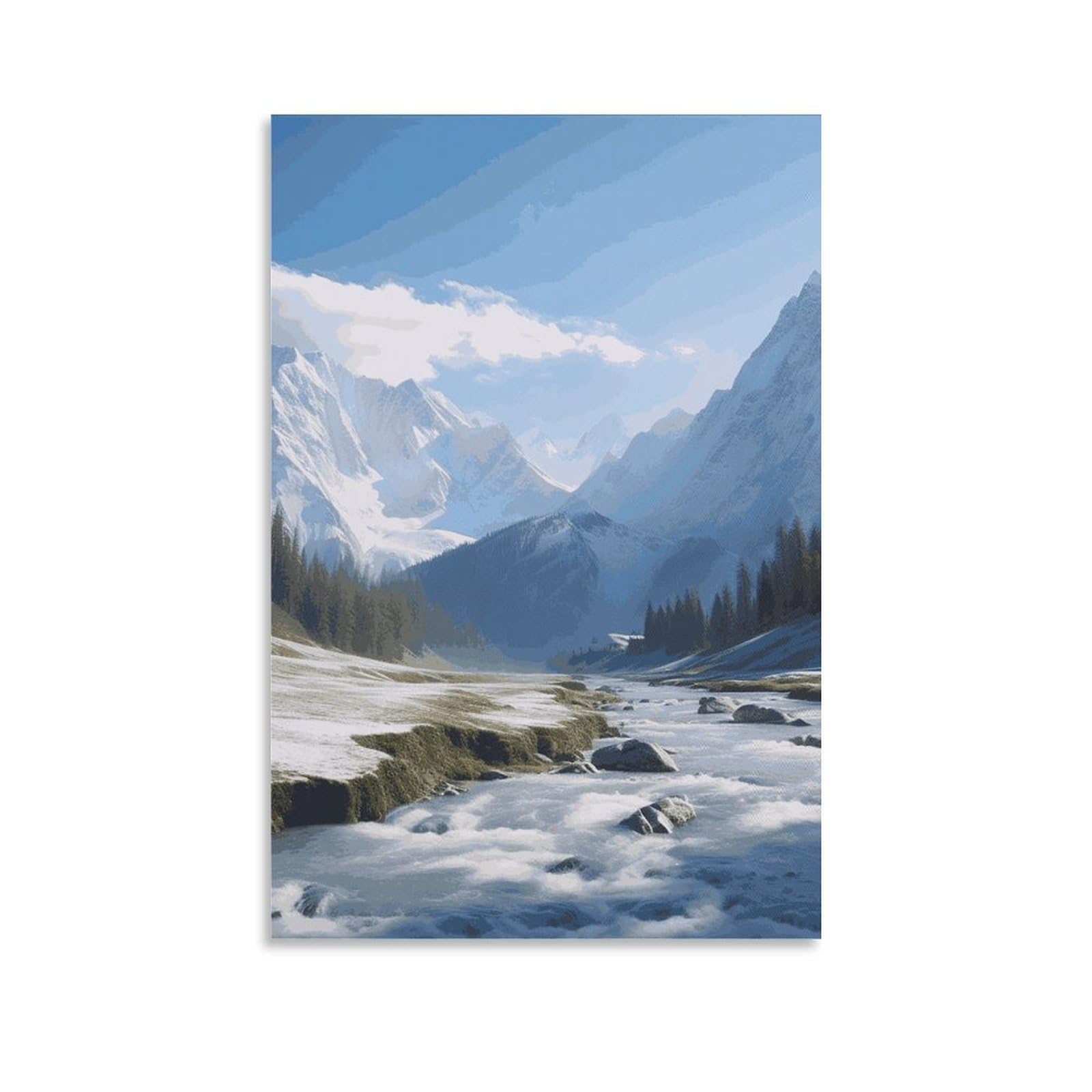Impression sur toile moderne tableau montagnes enneigées déco maison - 8