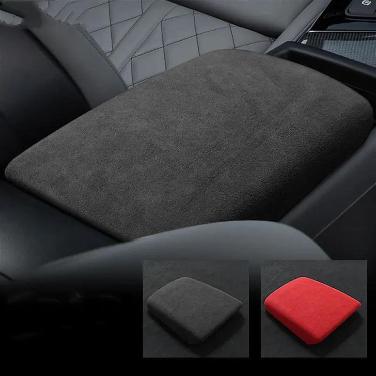 Accoudoir de rangement antidérapant pour console centrale de voiture (rouge