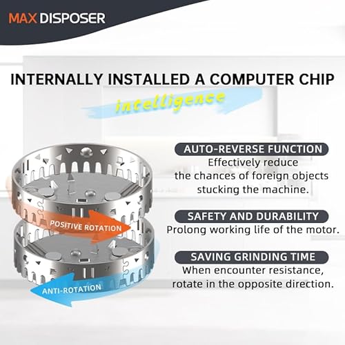 image for MAX DISPOSER Garbage Disposal 1 HP Ultra Quiet Anti-Jam Grinding Syste
