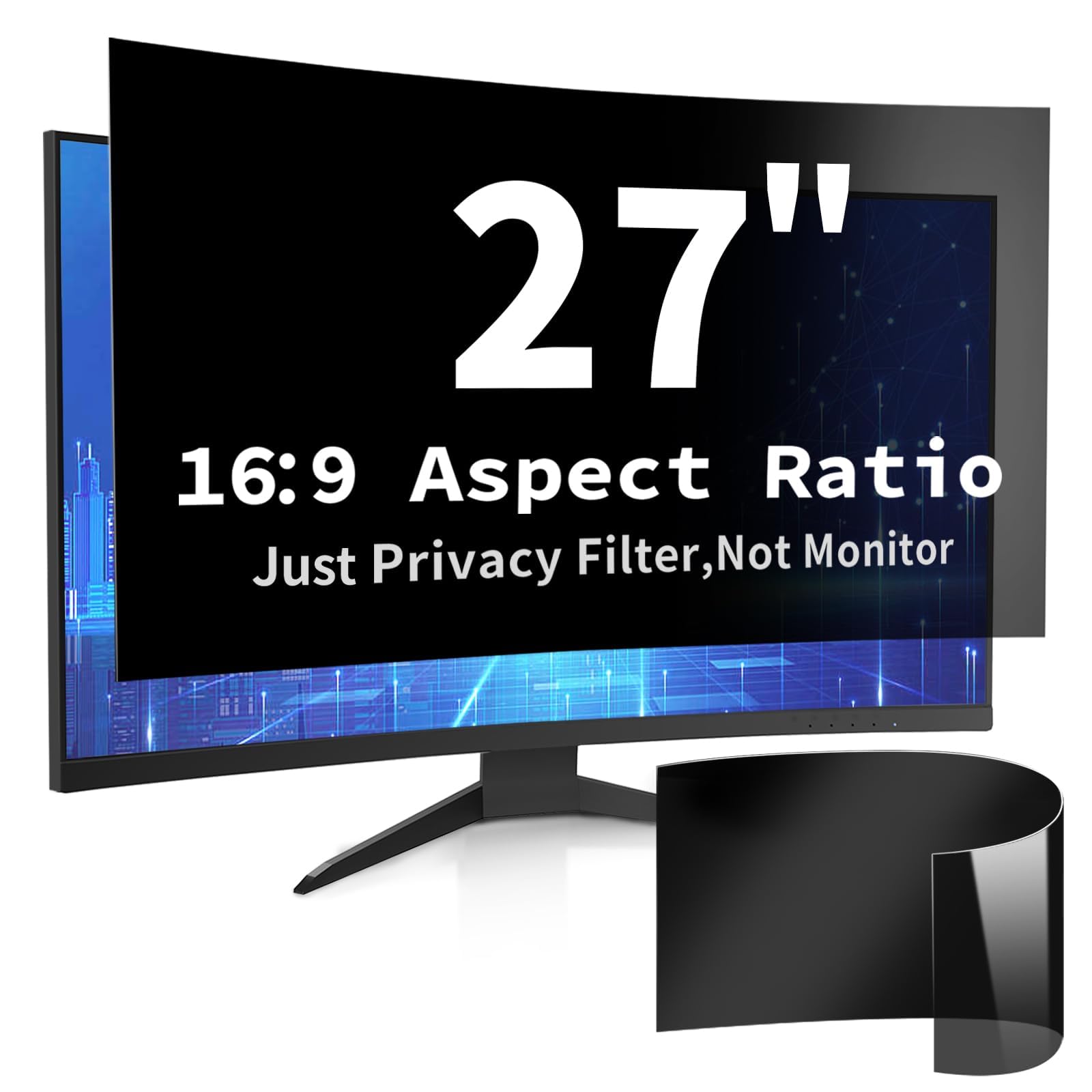 Protector de pantalla para Computadora de Escritorio de 27 Pulgadas con Relación de Aspecto 16:9, Anti Luz Azul y Antideslumbrante, Filtro de Privacidad de Rápida Fijación