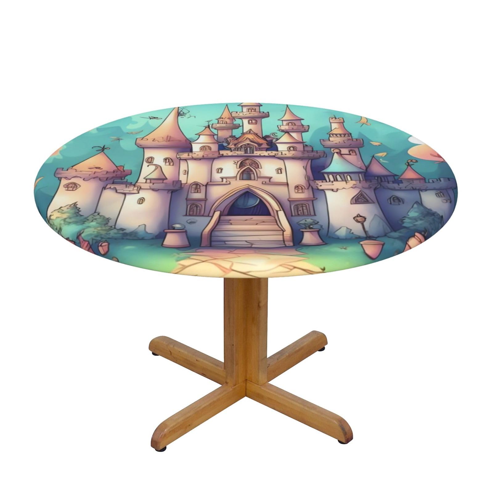 Nappe ronde imprimée château classique élastique nappe imperméable