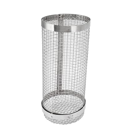 BBQ Cage, Heat Resistant Barbecue Grilling Basket Stainless Steel Portable Corrosion Prevention Rounded Edge with Hook for Camping (30cm)