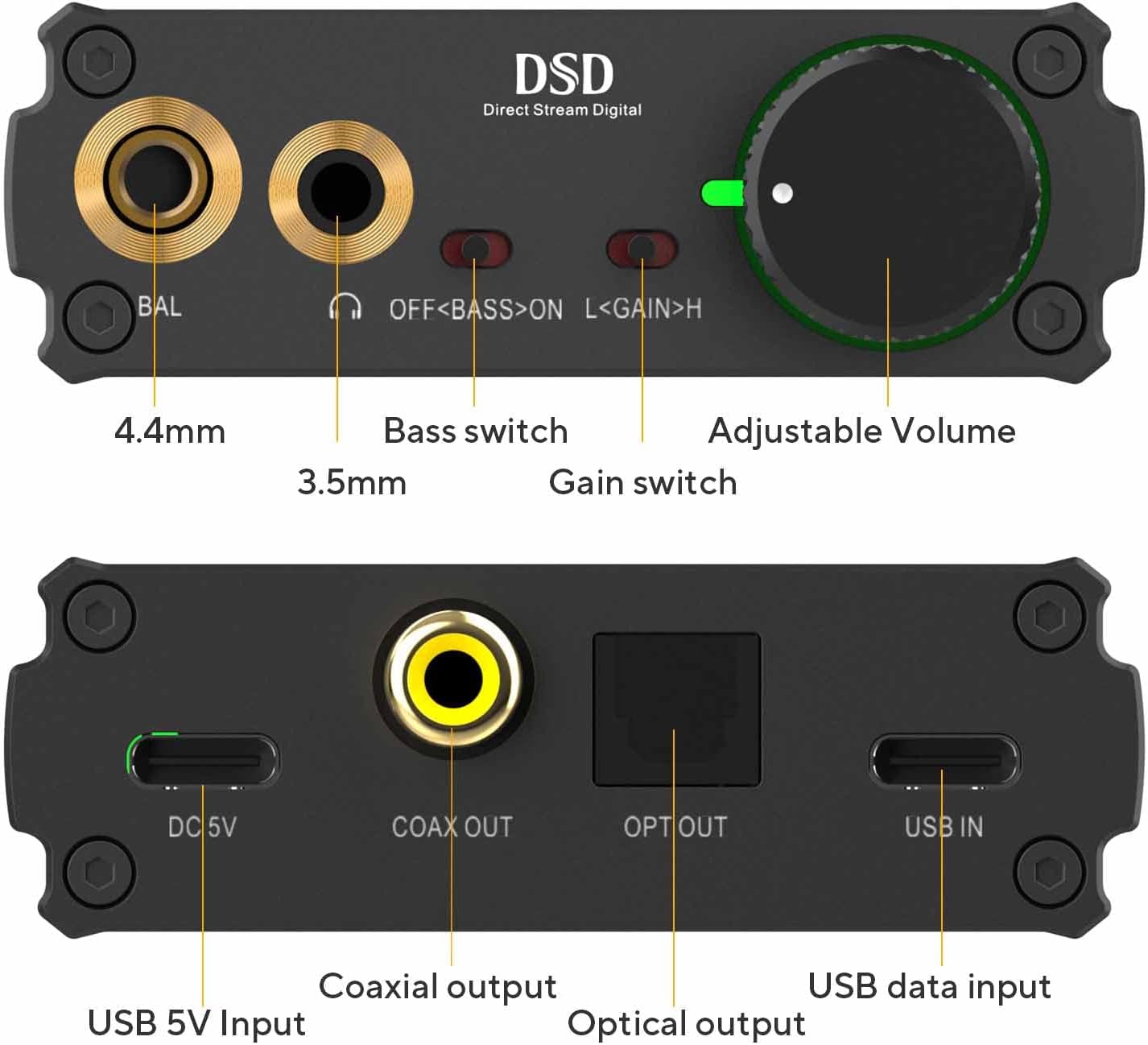 lavaudio headphone amp portable desktop dac 768khz32bit and native dsd512 usb type c hi res stereo headphone amplifier 3 54 4mmcoaxialoptical out