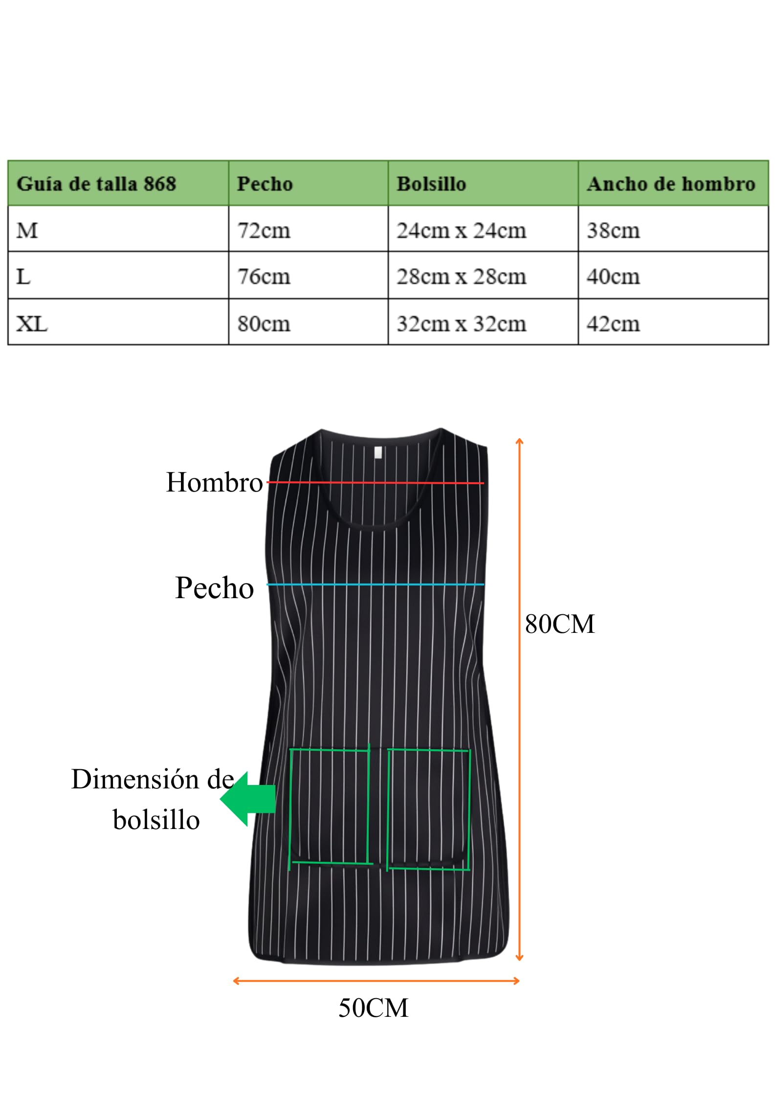 Victory Delantal Limpieza Profesional Uniforme Servicio Sanitario Doméstico Camarera Hostelería Mujer Hombre Ajuste Cómodo Botones Laterales Poliéster Algodón Trabajo Diario Antimanchas Modelo 868
