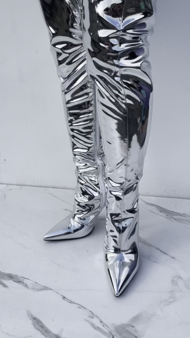 Amazon.com | Frankie Hsu Punk Stiletto Above Over The Knee Boots