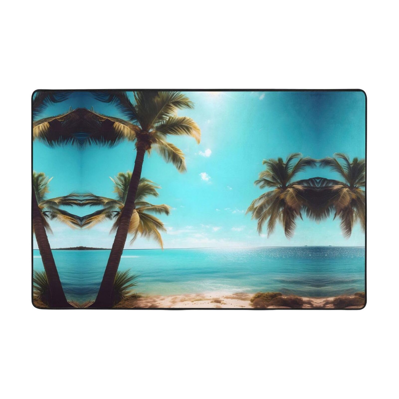 Tapis palmier et mer super doux pour réchauffer les sols froids