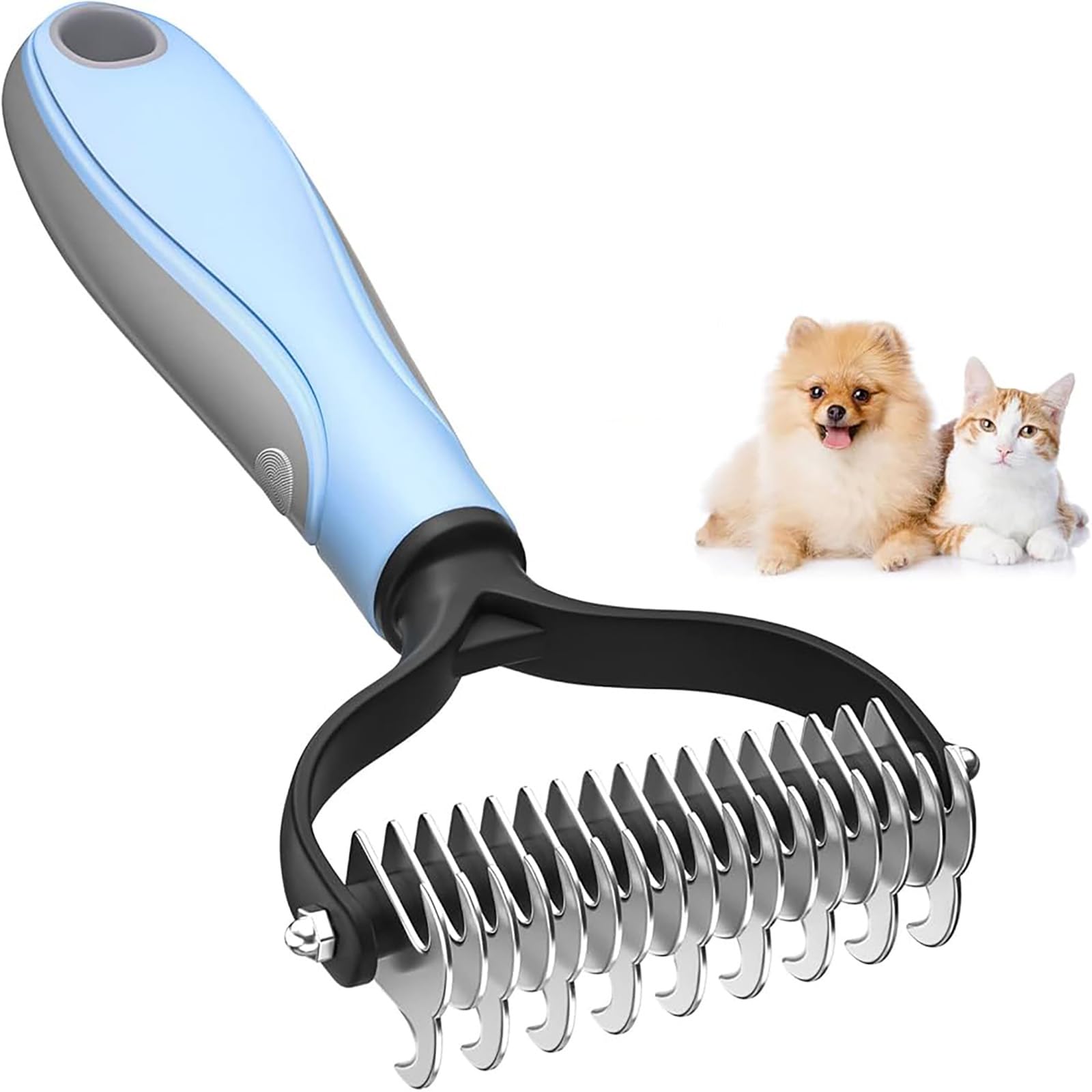 Pet Deshedding Brush, Double Sided Undercoat Rake for Dogs Cats