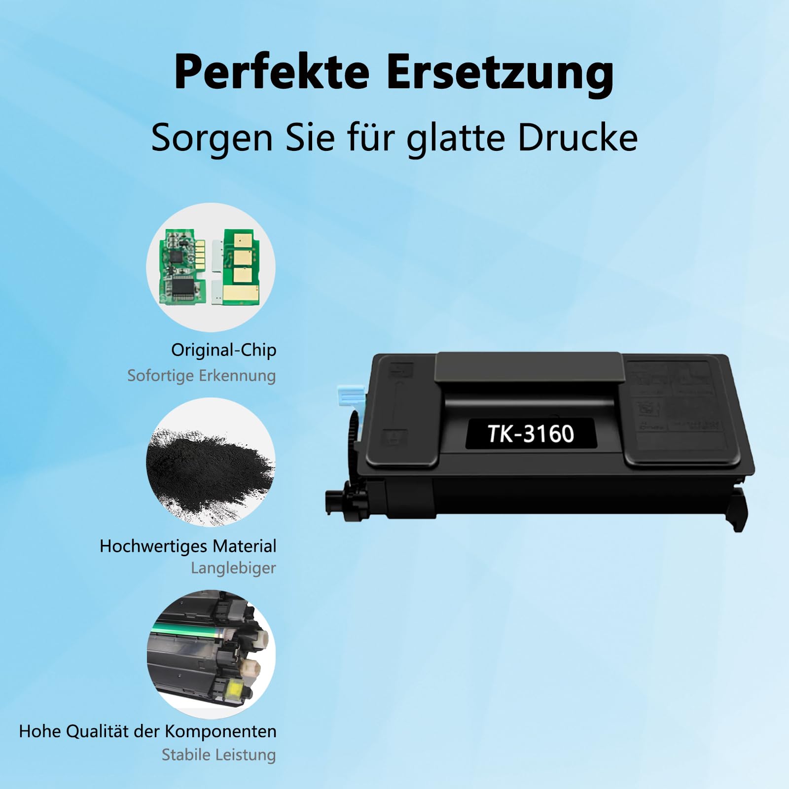 APRONE TK-3160 Lot de 2 Cartouches Toners compatibles avec Kyocera TK-3160 TK 3160 pour imprimantes Kyocera Ecosys P3045dn P3055dn P3050dn P3060dn P3150dn P3155dn P3260dn (2 Noir)