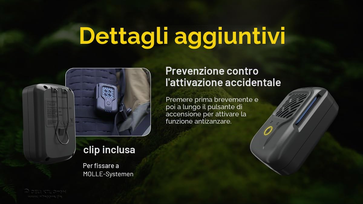 Nitecore Repellente per zanzare NC-EMR40, dispositivo anti-zanzare con batteria integrata, repellente per campeggio con piastrine, grigio