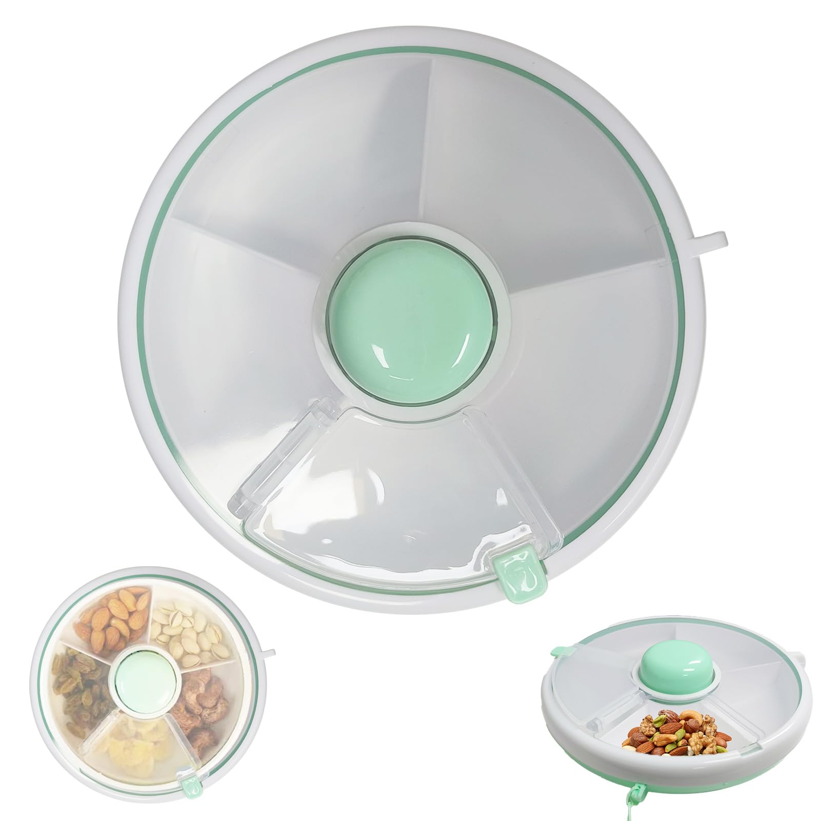 BellaGesundheit Spinner Boîte à Goûter Rotative 5 Compartiments - Organisateur Collations Enfants Avec Couvercle