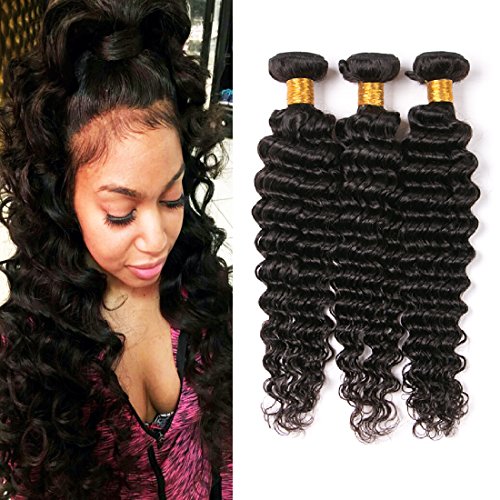 Brazilian Deep Wave 3 Bundles 24 26 28 Inch 300g Mink 9A 100% Virgin Human Hair Extensions Natural Black Color Long Hair Weaves Wholesale For Women