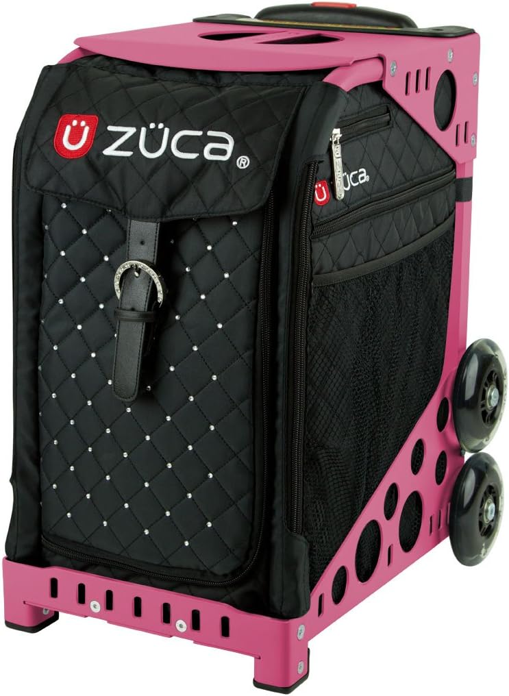 ZUCA Sport Insert Bag, Mystic (Quilted Black with Rhinestones) w/Sport Frame Pink