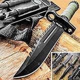 Tactical Knife Hunting Knife Survival Knife 13.75' Fixed Blade Knife With Combat Blade Camping Accessories Camping Gear Survival Kit Survival Gear Tactical Gear 79408 (Olive Green)