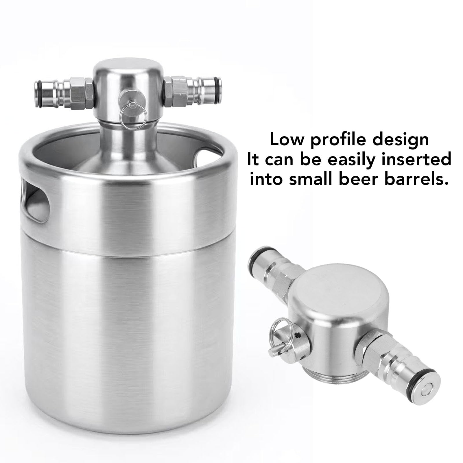 Lanza de Barril de Cerveza de Acero Inoxidable, Lanza Dispensadora de Cerveza con Bloqueo de Doble Bola, Acero 304 con Válvula de Seguridad de 45 PSI, Ajuste Rápido de Baja