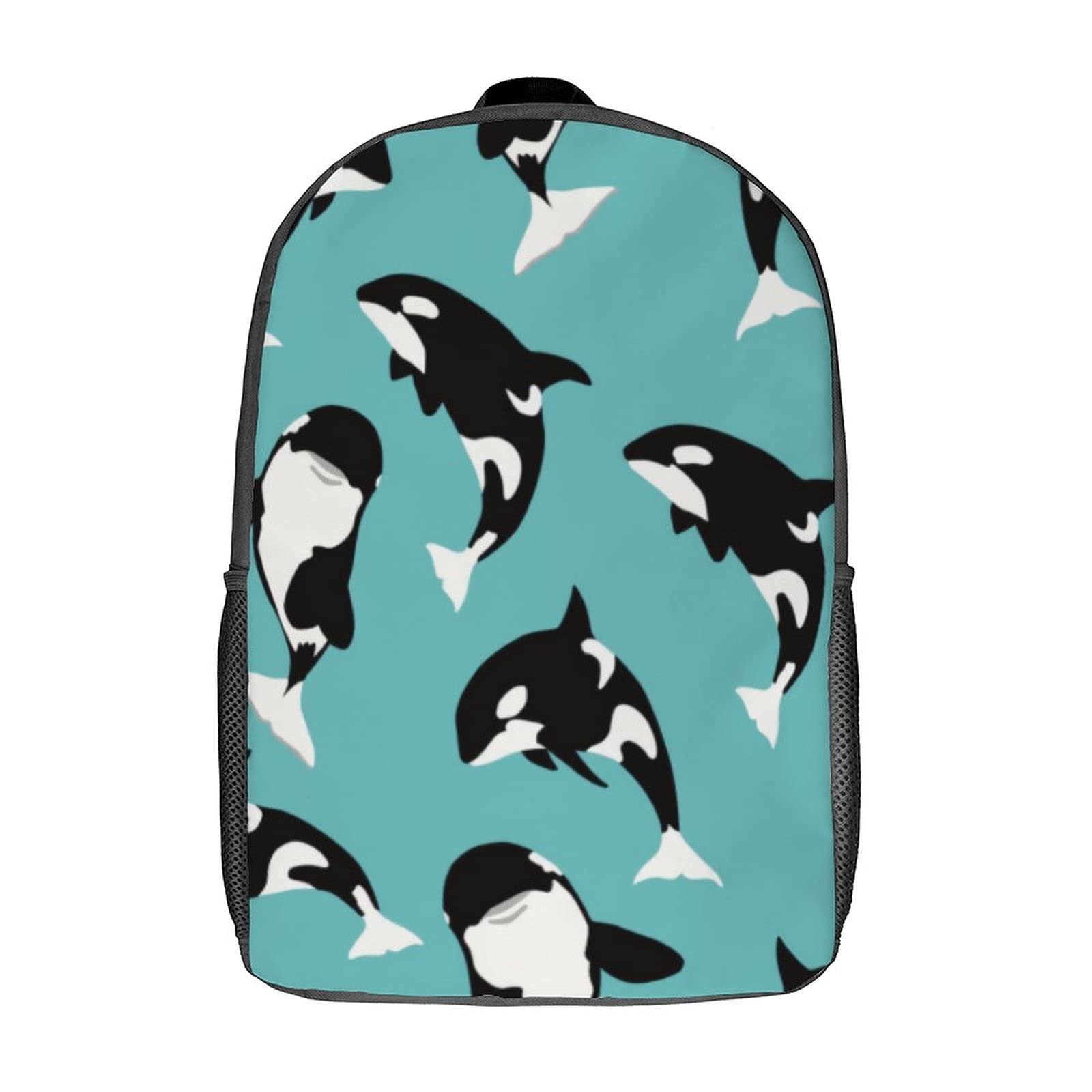 351 Bolso Escolar Patrón De Ballena Orca Mochila Versátil Diaria Mochila Para Escuela Con Compartimento Bolsa Para Portátil Para Gimnasio, Hombres, Mujeres, 43X32X14Cm
