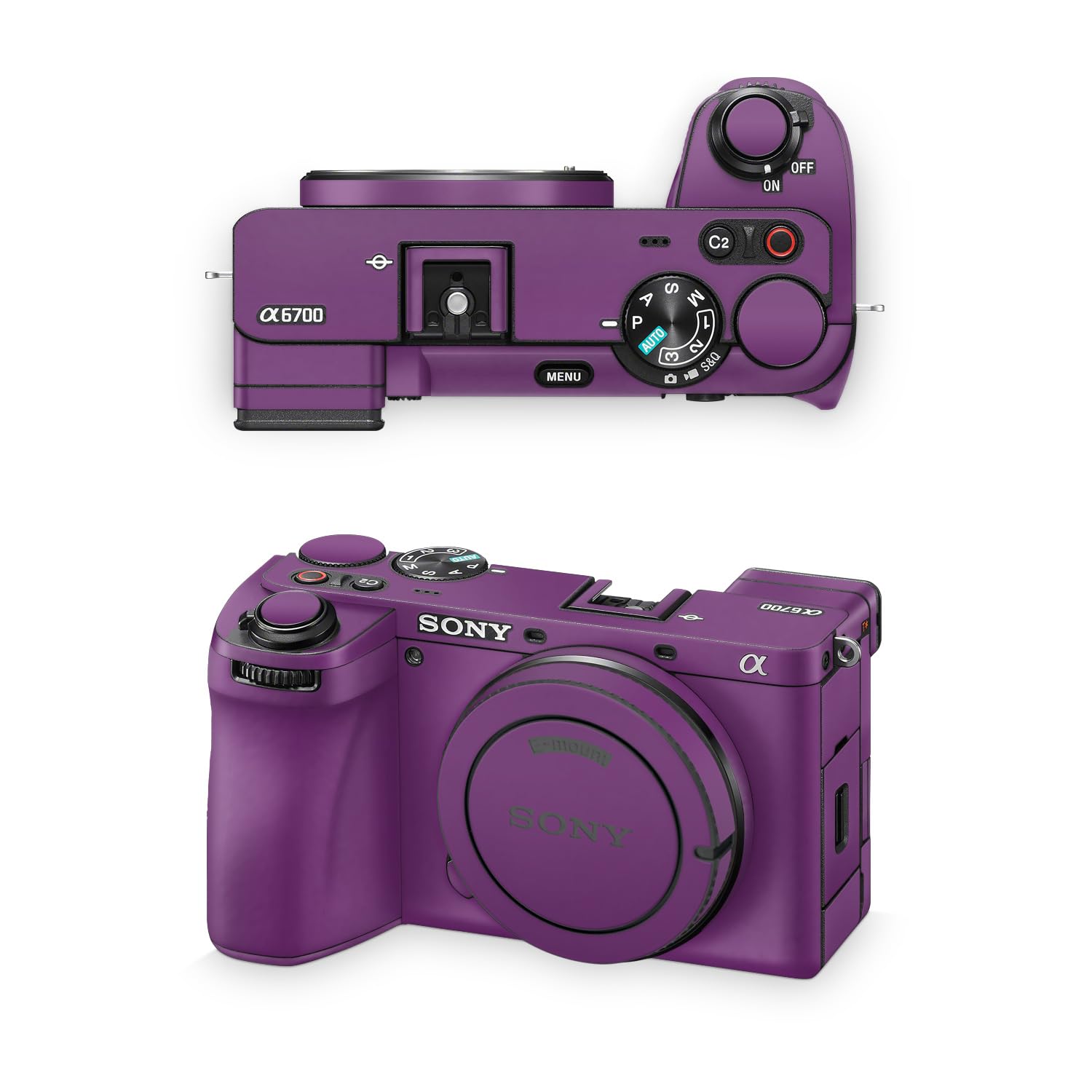 Camera Skin Compatible with Sony A6700 Mirrorless Camera (2023) - Solid Purple - Premium 3M Vinyl Protective Wrap Decal Cover - Easy to Apply | Crafted in the USA by MightySkins