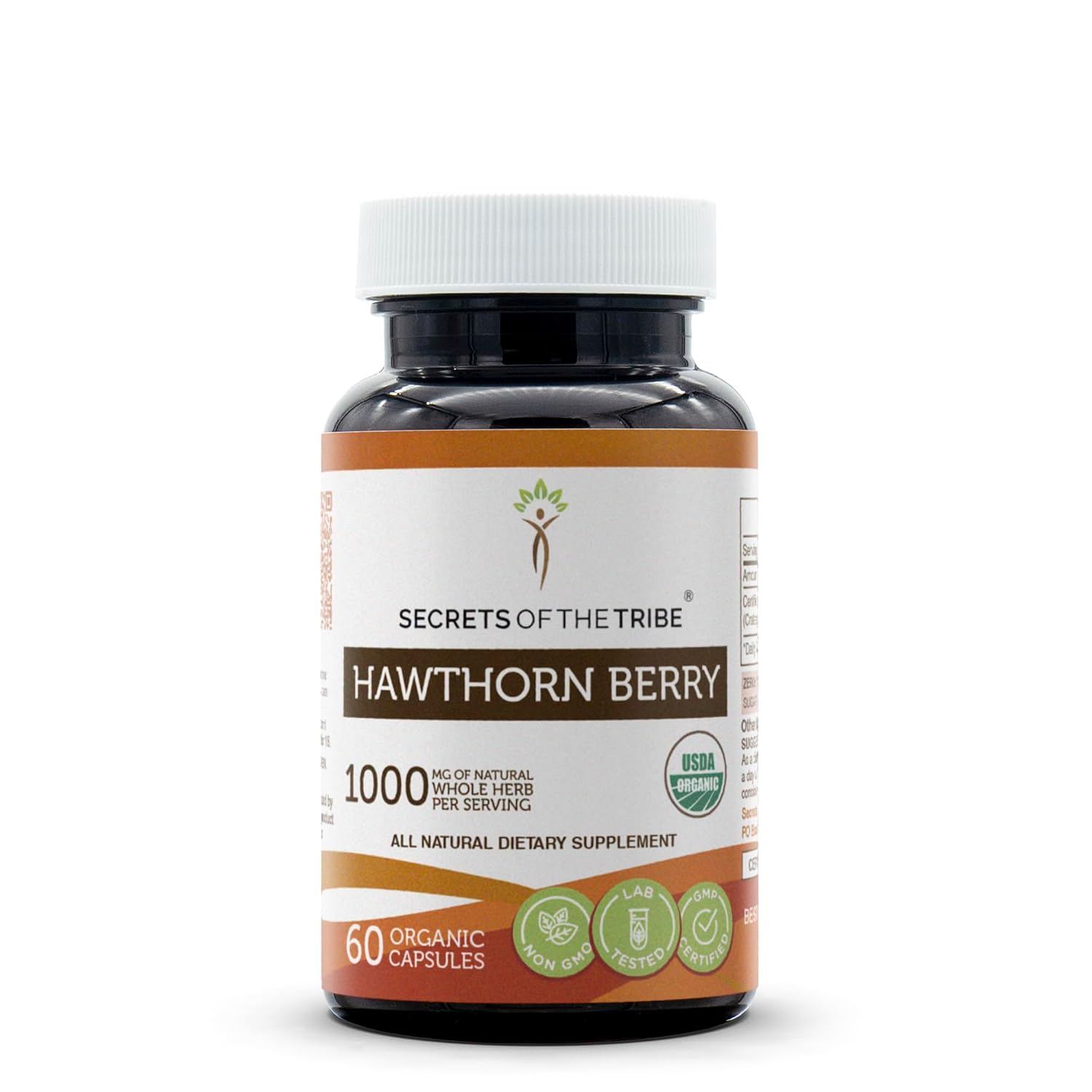 Secrets of the Tribe Hawthorn Berry USDA Organic Capsules | Certified Organic Vegetarian Capsules, Herbal Dietary Supplement | Crataegus spp. Dried Berry (60 Count)