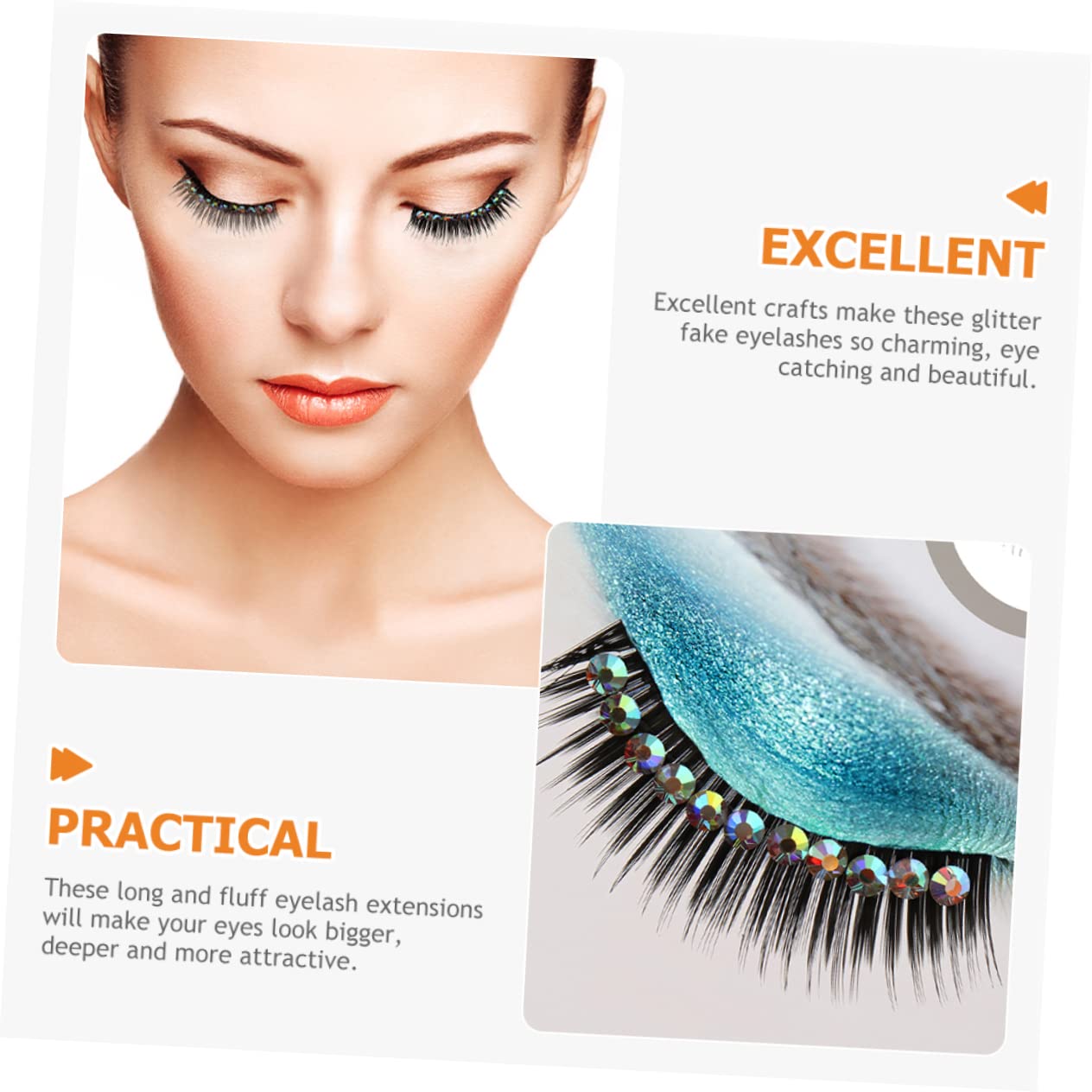 Ipetboom 40pares Pestañas Postizas Brillantes Para Maquillaje De Mujeres Extensiones De Ojos Largos y Dramáticos Para Fiestas Cosplay y Eventos Especiales