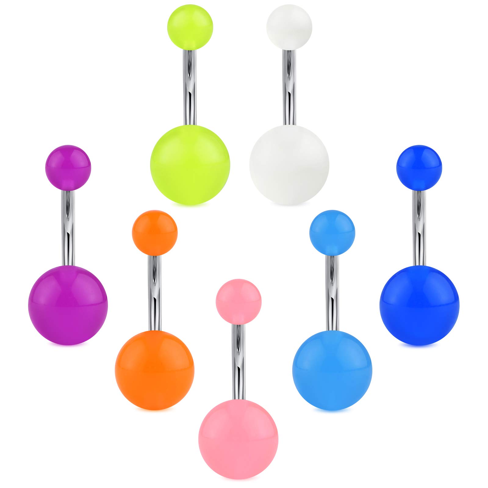 JFORYOUPiercing Ombligo 14G 10mm Acero quirúrgico Bola de Cristal perlada de 8 Piezas