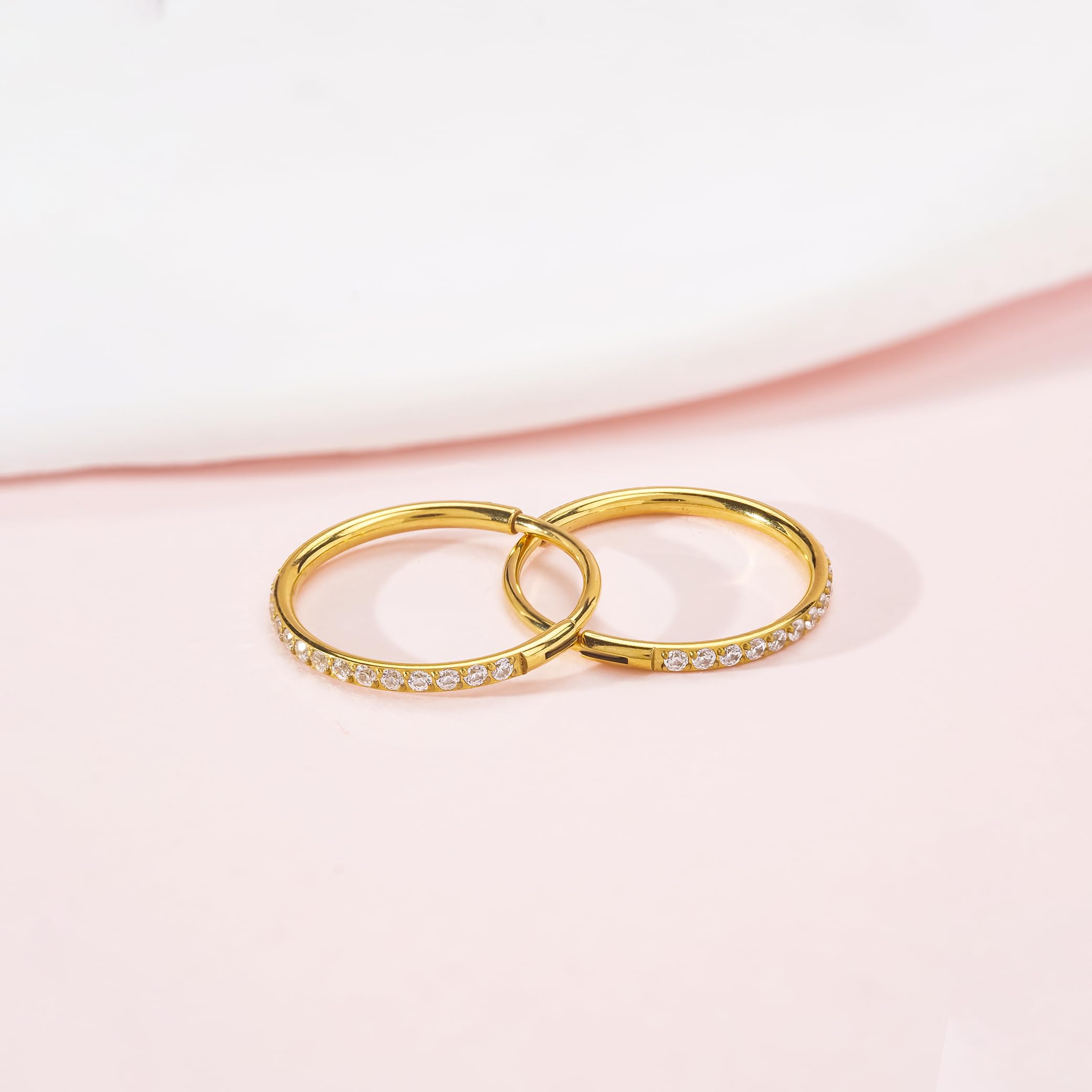 Limerencia Orecchini a Cerchio per Donna Uomo Bambina, 8-12 mm Orecchini in Titanio con Zircone Cubica, Medico Anallergici Orecchini per Orecchie Sensibili