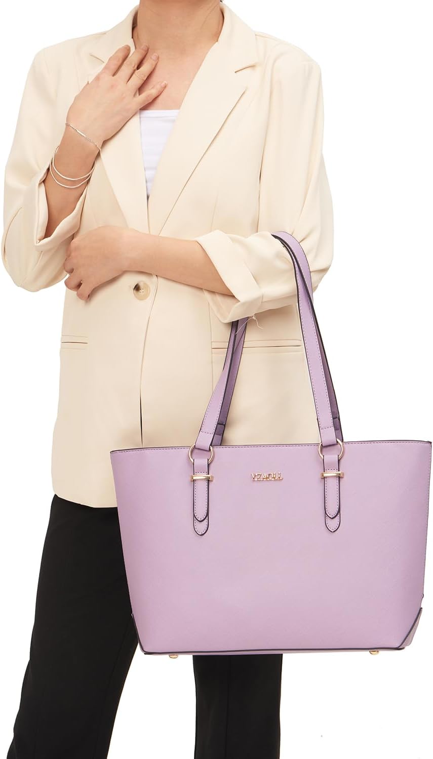 YZAOLL Purses for Women Faux Leather Medium Large Tote Satchel Shoulder Purse Handbag Wallet set - Image 5