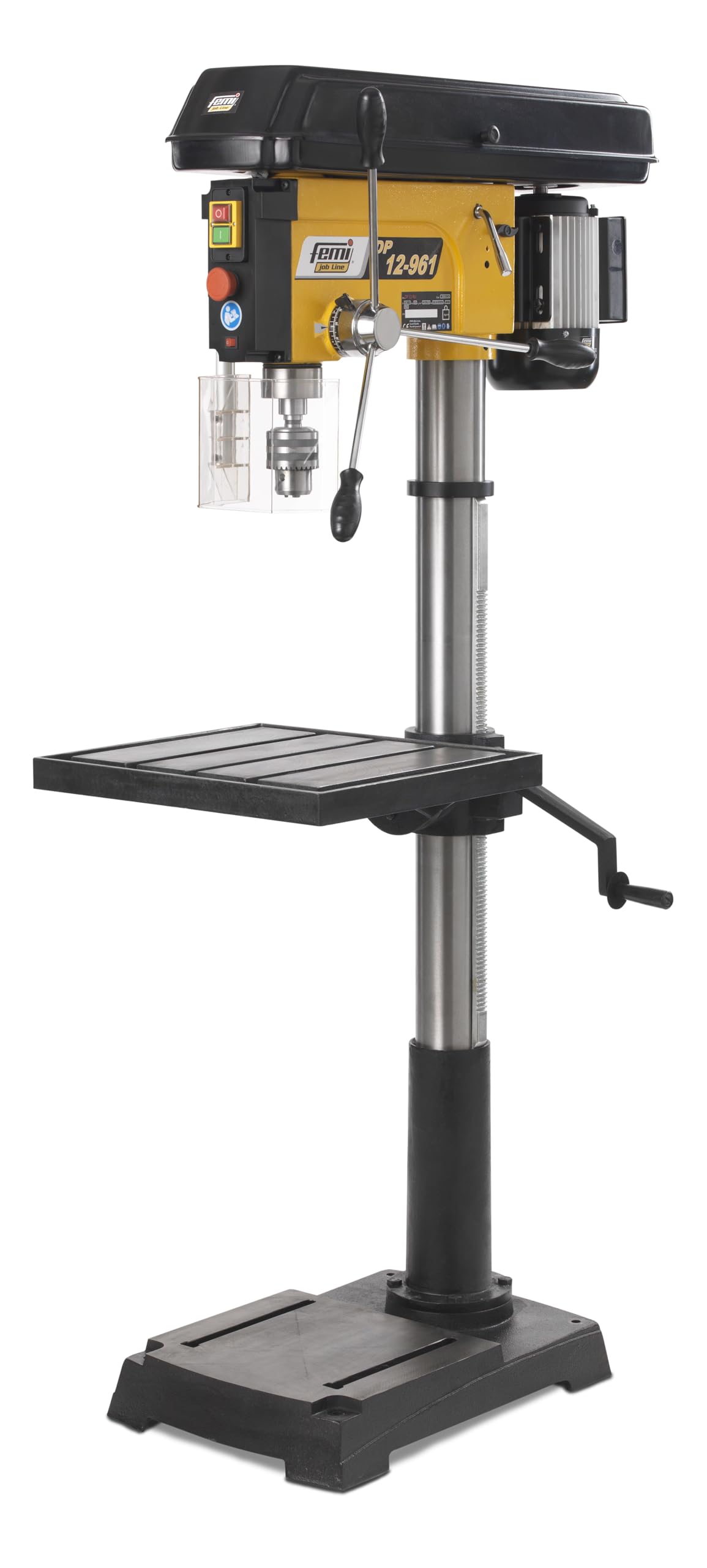 FEMI JOB LINE FM12-961PLUS - Trapano a Colonna 20mm - Motore 1100W - 12 Velocità 200-1990rpm - Tavolo Inclinabile 475x425mm - Mandrino Automatico e Morsa Inclusa